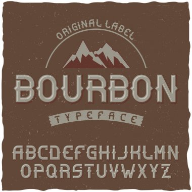 Bourbon adlı vintage etiket yazı tipi.