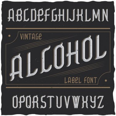Vintage label typeface named Alcohol. clipart