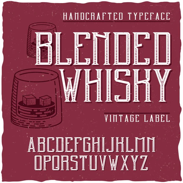Évjárat címke betűkép nevű kevert Whisky. — Stock Vector