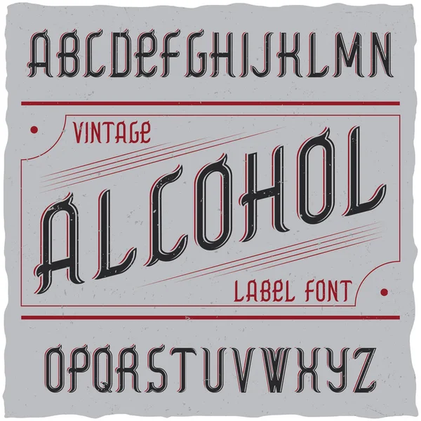 Vintage label lettertype genaamd Alcohol. — Stockvector
