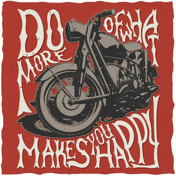 Motorrad T-Shirt Etikettendesign mit Abbildung des klassischen Motorrads — Stockvektor