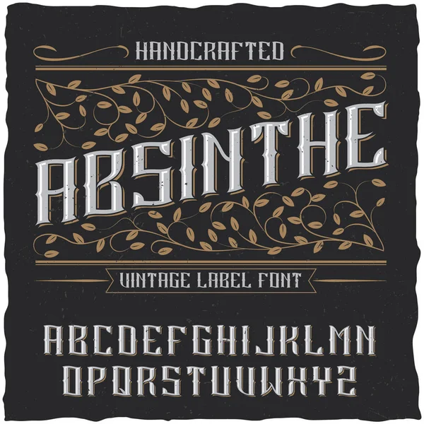 Absinthe etiqueta fuente y muestra etiqueta diseño — Vector de stock