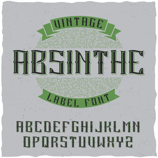 Absinthe etiqueta fuente y muestra etiqueta diseño — Vector de stock