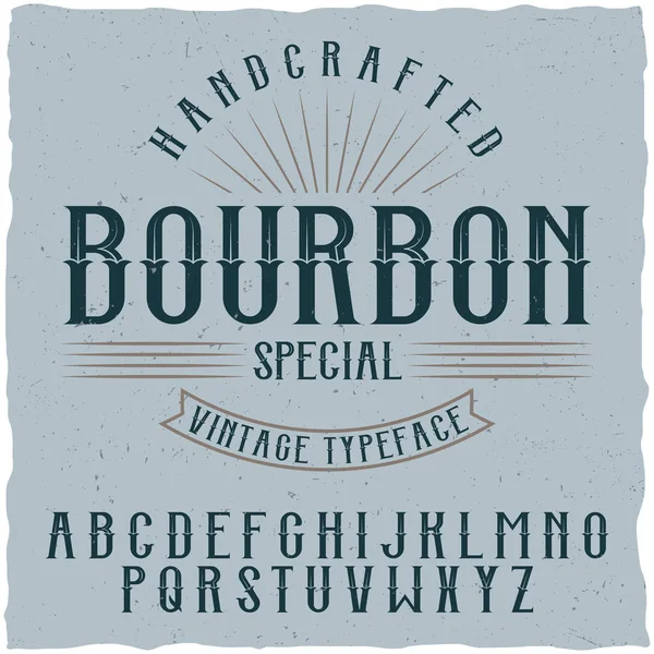 Lettertype voor de veldlabels Bourbon en sample-label ontwerp — Stockvector