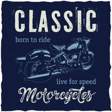 Klasik motosiklet tasarım etiket t-shirt, posterler, tebrik kartları vb için.