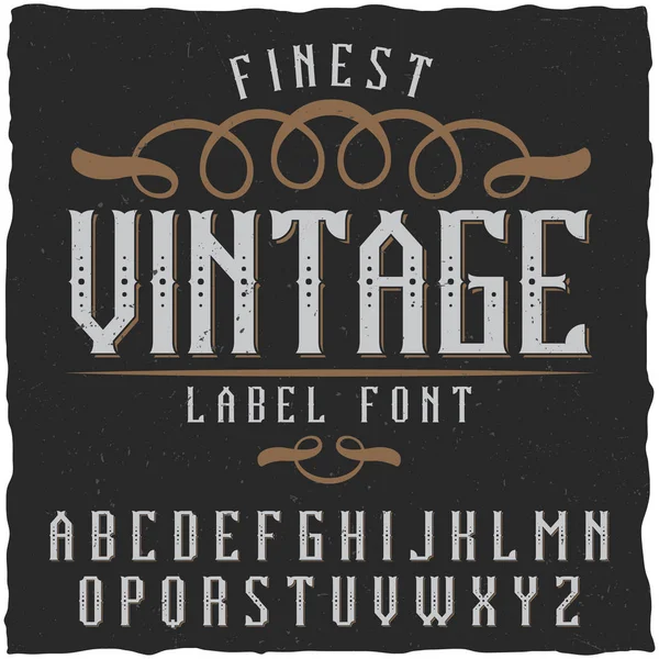 Vintage label font. Good to use in any classic label design. — Stock Vector