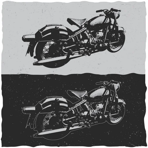 Ilustração de motocicleta vintage em fundos escuros e leves — Vetor de Stock