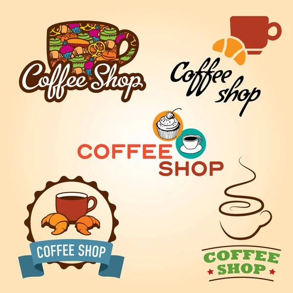 Coffeeshop embleem collectie — Stockvector
