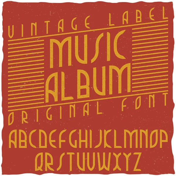 Vintage label typeface named Music Album. — Stock Vector