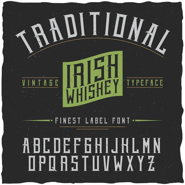 Schriftart und Muster-Etikettendesign mit Dekoration. Jahrgangsschrift, gut geeignet für alle Etiketten alkoholischer Getränke im Vintage-Stil - Absinth, Whiskey, Gin, Rum, Scotch, Bourbon usw.. — Stockvektor