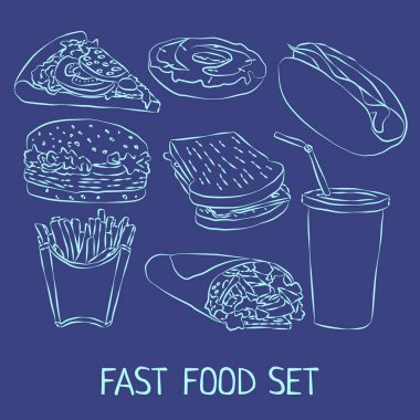 Fast Food Doodle Icon Set