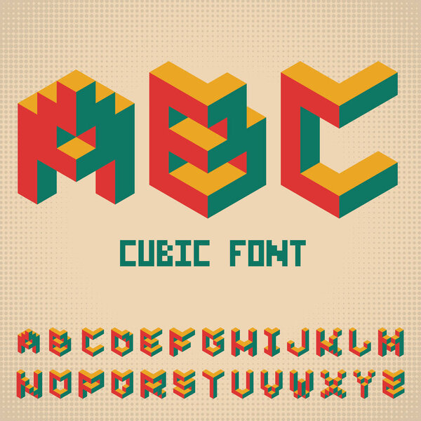 Alphabet Cubic Font Poster