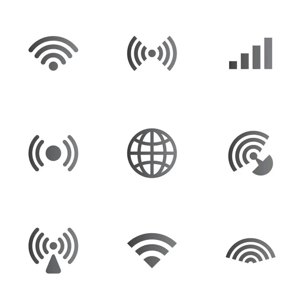 ワイヤレス ネットワーク シンボル オブジェクト セット — ストックベクタ