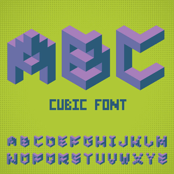 Alphabet Cubic Font Poster