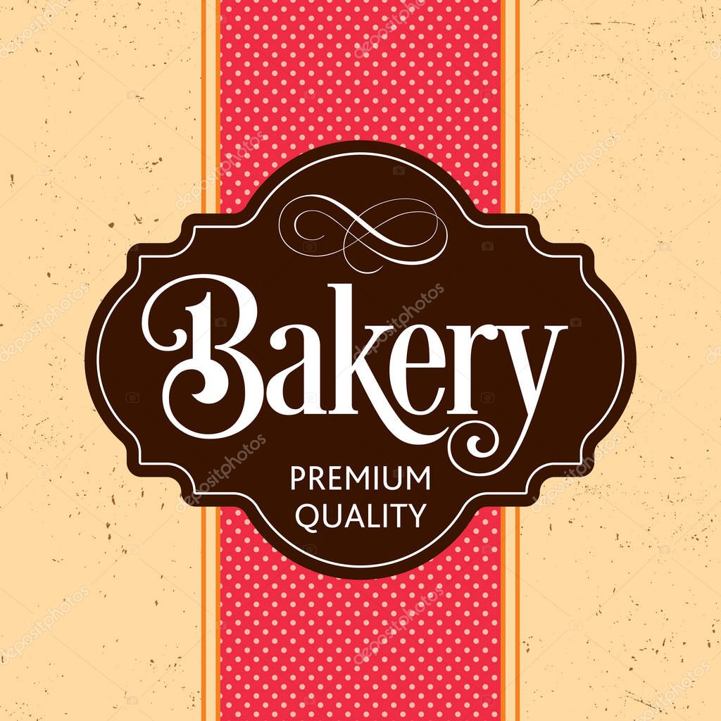 Bakery Design Poster with words about premium quality on modern background vector illustration