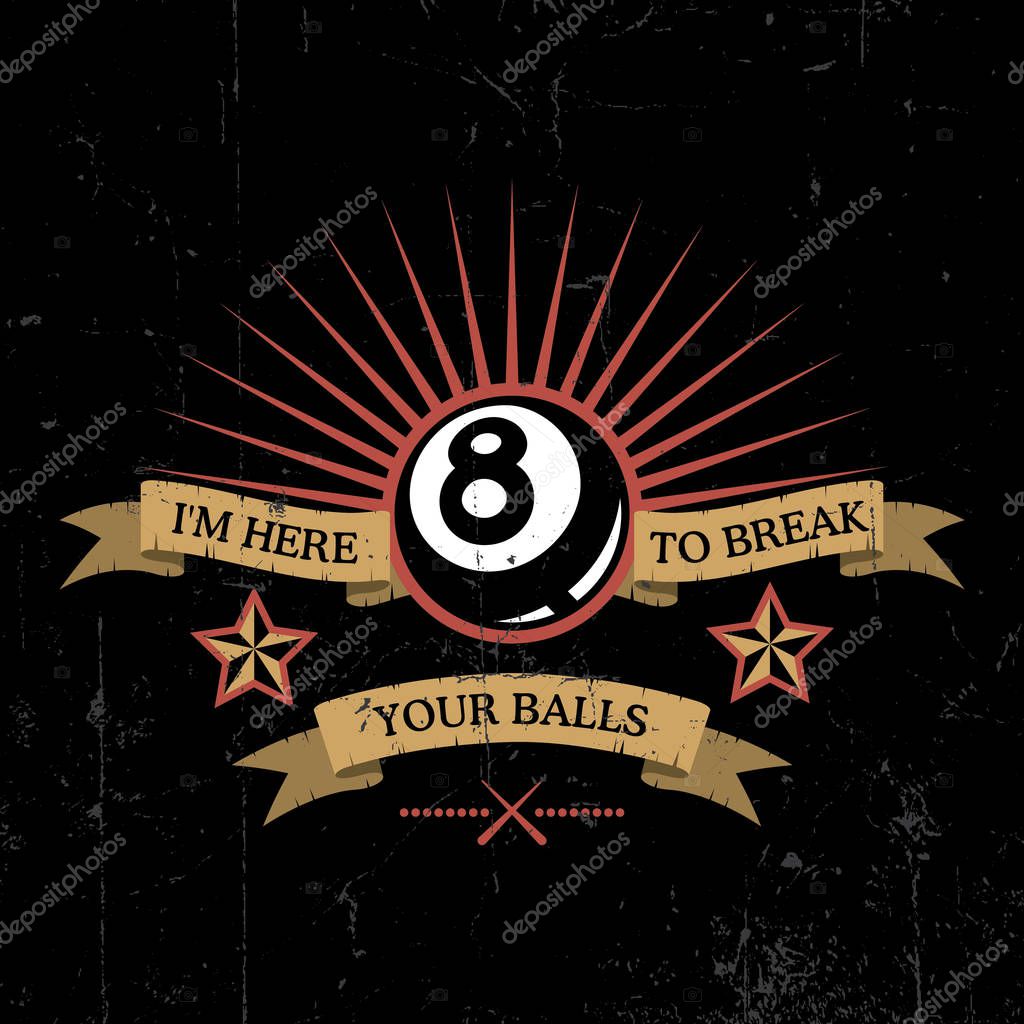 Bowling Effective Poster with one bowl and words to break your balls vector illustration