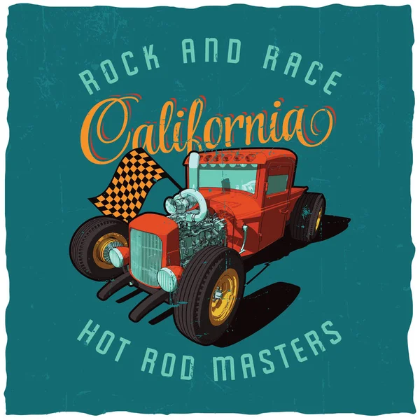 Cartel de Rock And Race California — Vector de stock