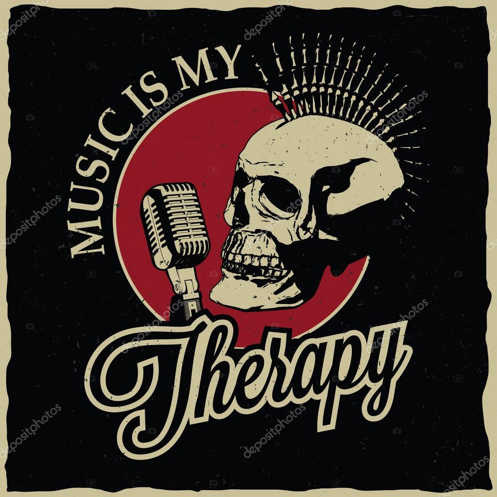 Rock music poster with therapy label design for t-shirts and greeting cards vector illustration