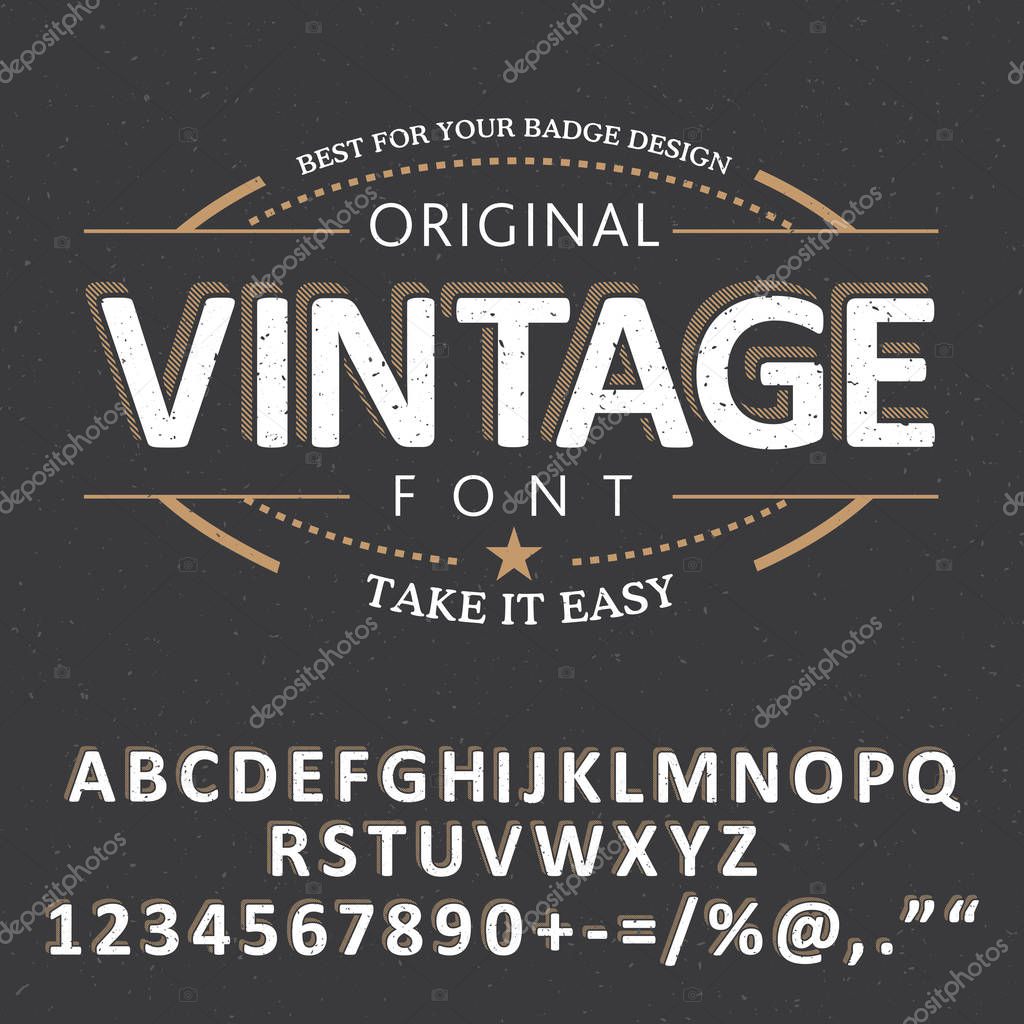 Fresh Vintage Font Poster with alphabet and words take it easy vector illustration