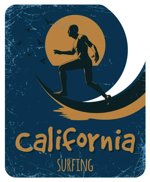 Locandina surf California — Vettoriale Stock