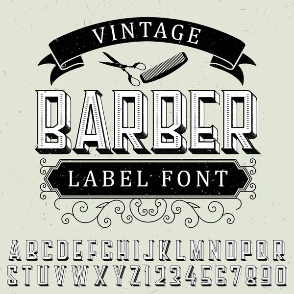 Урожай Барбер Label шрифт плакат — стоковий вектор