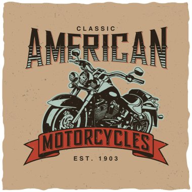 Klasik Amerikan motosiklet Poster