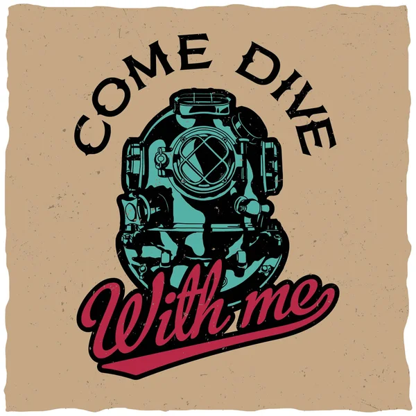 Come Dive With Me Poster — Stock Vector