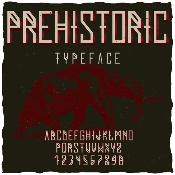 Cartel Prehistórico de Runas Typeface — Vector de stock