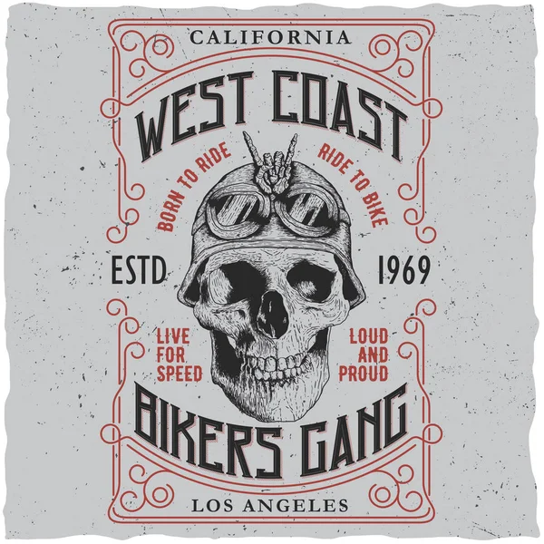Cartel de la pandilla de ciclistas de la costa oeste — Vector de stock