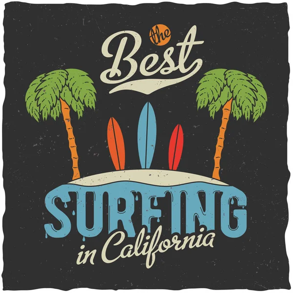 Miglior surf in California Poster — Vettoriale Stock