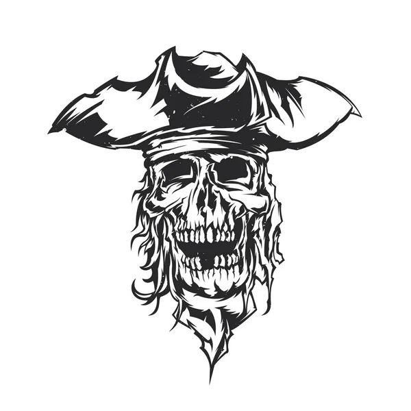Illustration dead pirate in hat. — Stock Vector