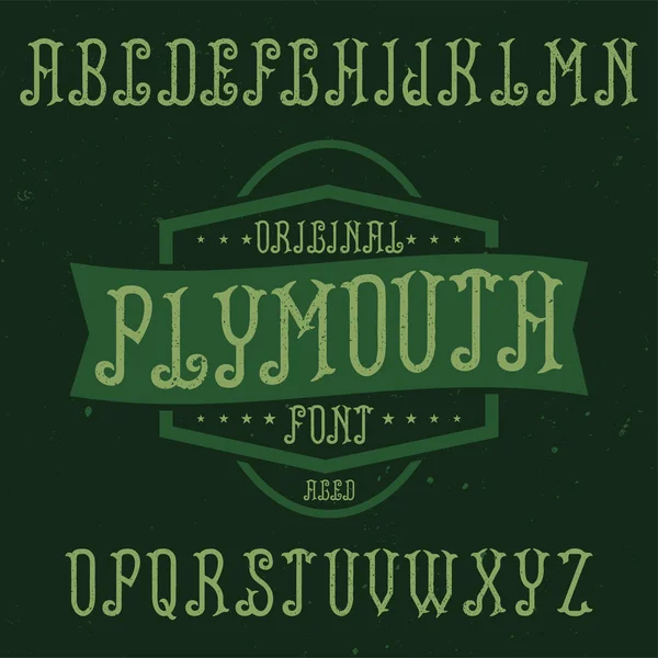 Урожай label шрифт названий Plymouth. — стоковий вектор