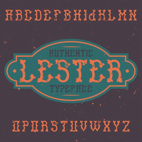 Lettertype voor vintage label met de naam Lester. — Stockvector