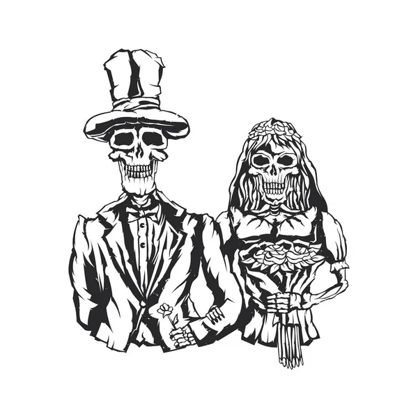 Ilustración aislada de los novios muertos — Vector de stock