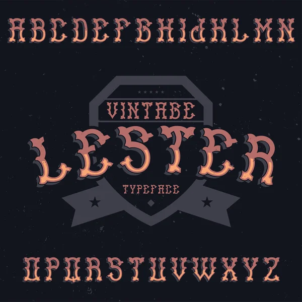 Vintage label fuente llamada Lester . — Vector de stock