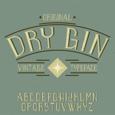Kuru cin adında vintage etiket yazı tipi.