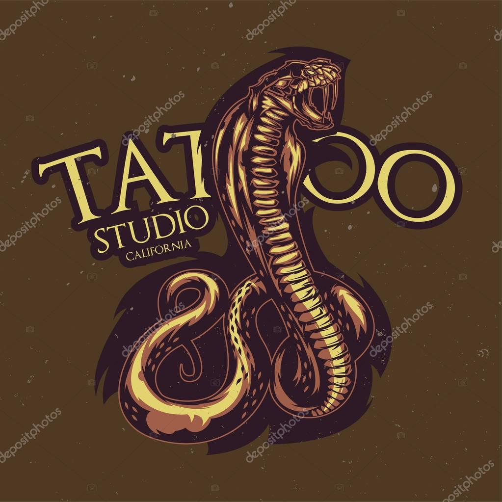 T-shirt or poster design with illustration of snake