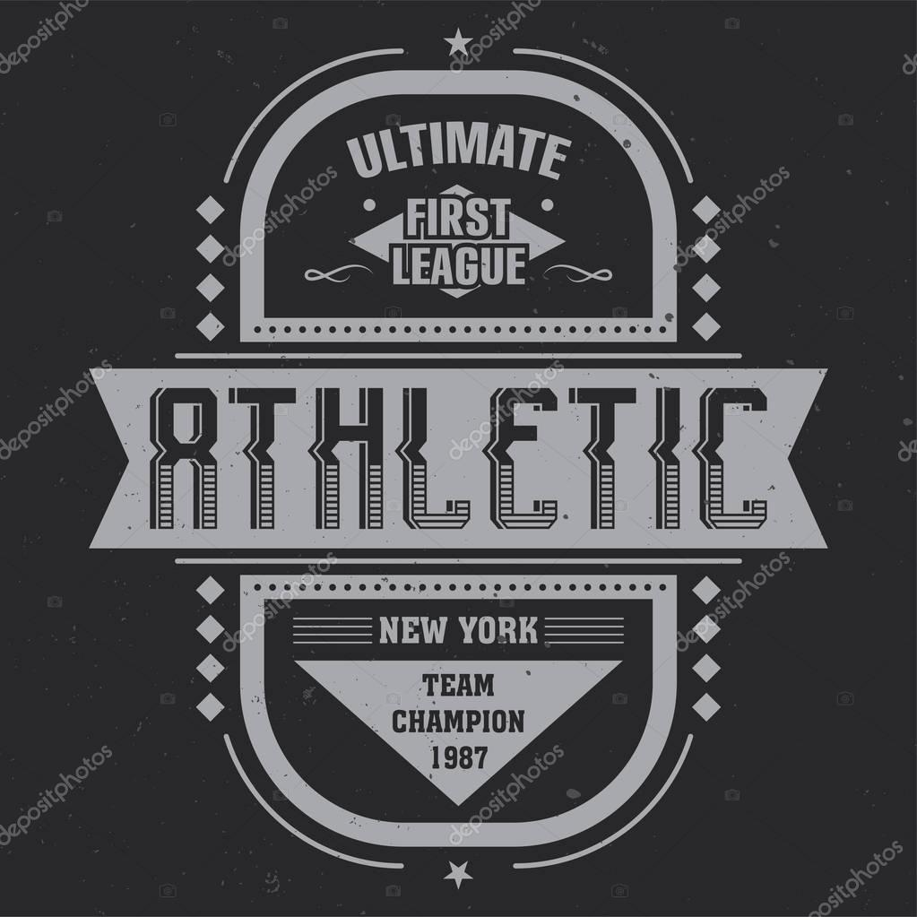 Vintage label design with lettering composition on dark background.