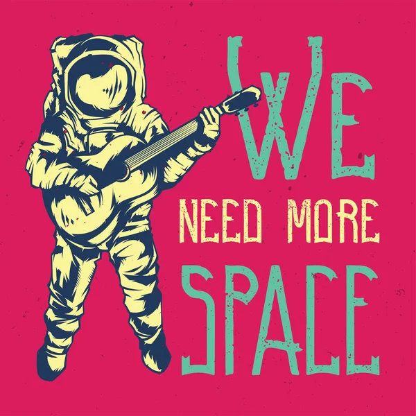 Cartel motivacional. Diseño de citas inspirador. Astronauta con guitarra . — Vector de stock