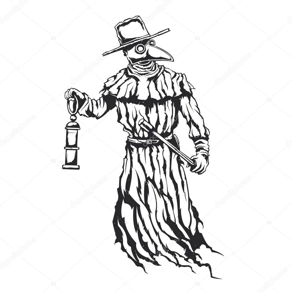 Isolated illustration of plague doctor