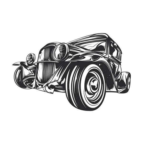 Illustration av anpassade hotrod. Handritad illustration. — Stock vektor