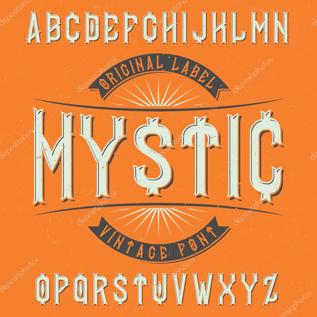 Vintage label typeface named Mystic. Good font to use in any vintage labels or logo.