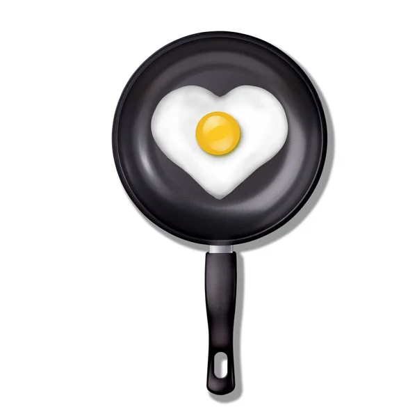 Fried egg on frying pan — Stock Photo, Image