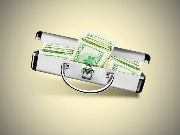 Resväska med dollar — Stockfoto