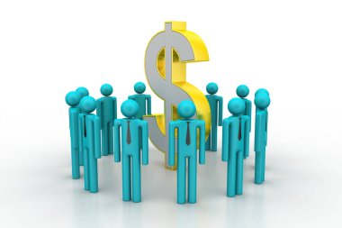 dolar işareti etrafında insanlar  