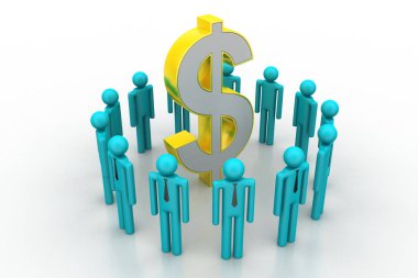 dolar işareti etrafında insanlar  