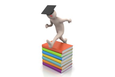 Öğrenci ile şapka diploma tutan sevinç atlama.