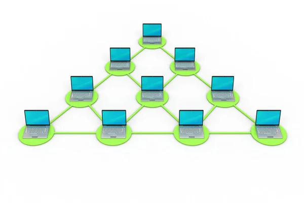 Ilustración 3d de redes para ordenadores portátiles — Foto de Stock
