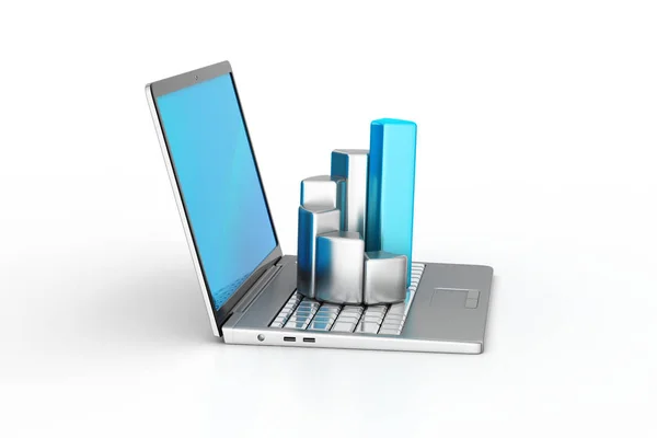 Laptop com gráfico financeiro — Fotografia de Stock