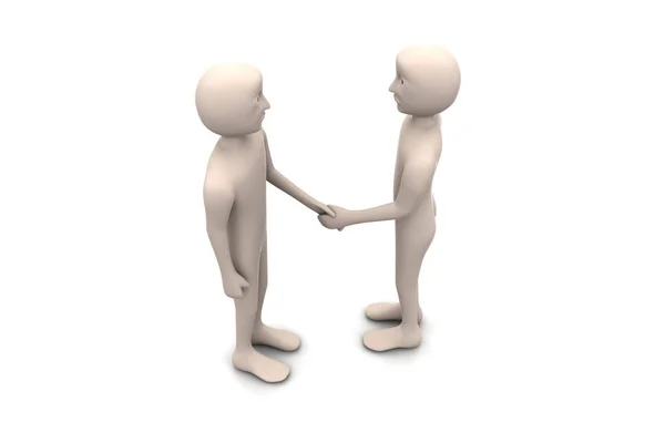 3d people are shaking hands — Stock Photo, Image